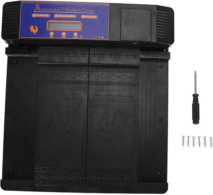 Automatic Chicken Coop Door Battery Powered Horizontal Door with LED Control, Low Battery Alert, Predator Proof, Easy Setup for Chickens and Pets