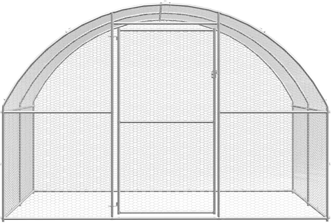Large Metal Chicken Coop, Walk-in Poultry Cage with Galvanized Steel Frame, Durable Outdoor Run for Hens, Ducks, and Small Animals, 3x8x6.6 ft