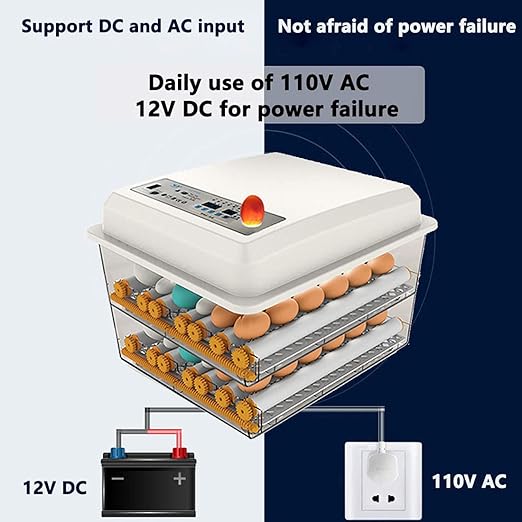 JAEDO 120 Egg Incubator Poultry Hatcher with Fully Automatic Egg Turning and Temperature Humidity Control for Chickens Ducks Goose Birds, Built-in Egg Candler (120)