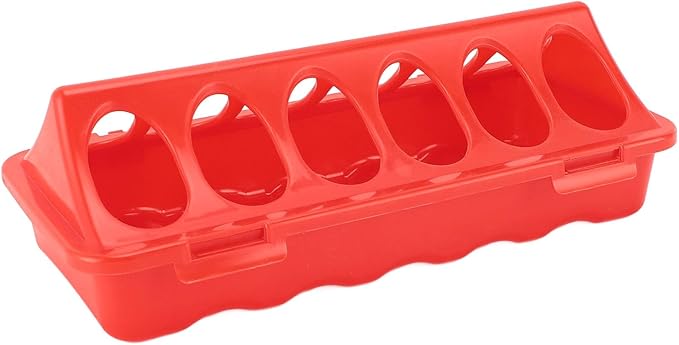 5Pcs Plastic Flip Top Poultry Feeder, Automatic No Waste Feeding with Holes for Birds Chick
