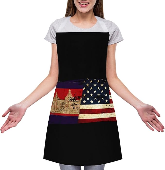 Bahamas Map Flag Apron,Waterproof Unisex Adult Aprons with Pockets Kitchen Baking Aprons