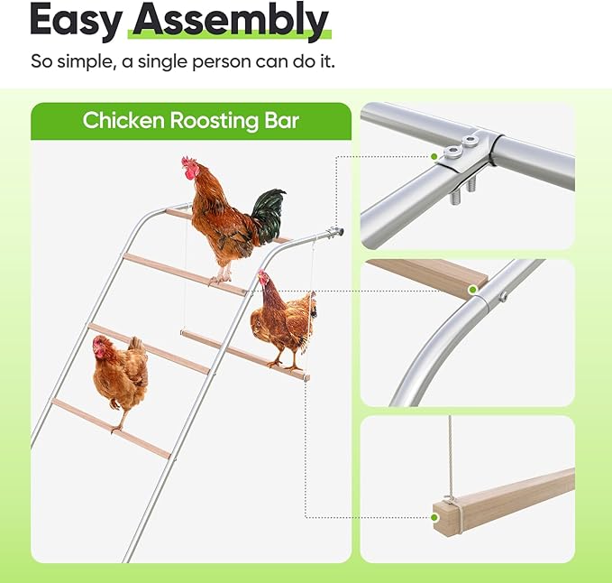 Quictent Metal Chicken Perch for Chicken Coop, Natural Wood Roosting Bar for Walk-in Run, Poultry Climbing Ladder Activity Gym Toy (Vertical Perch)