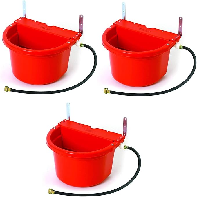 Little Giant FW16RED 4 Gallon Capacity Automatic Float Controlled Waterer Animal Horse & Cattle Livestock Water Trough, Red (3 Pack)