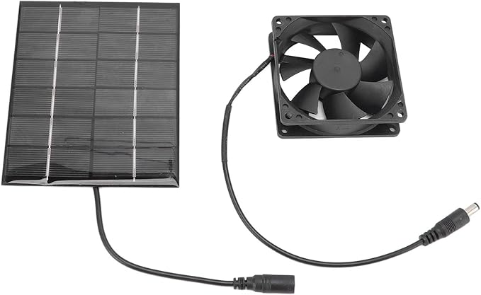 2W Solar Powered Fan, Solar Panel Fan Greenhouse Solar Fan Kit for Chicken Coop,Dog House, Shed