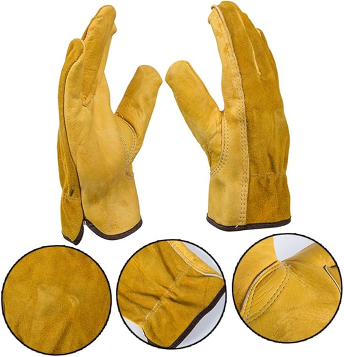 jojofuny 1pair Cattle Leather Protective Gardening Gloves Puncture-resistant for Electric Welding Cowhide Xl Easy to Clean for Garden Work and Handling Tasks