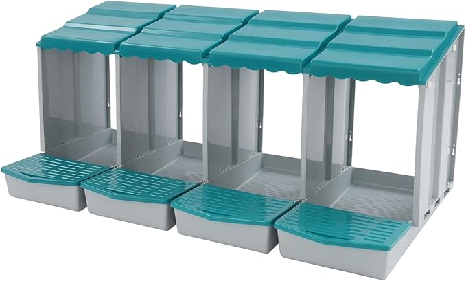 Chicken Nesting Box, 4 Compartments PP Nesting Box, Wall Mountable Nesting Boxes with Inclined Top, Drain Holes & Resting Platform for Chicken and Poultry to Collect Eggs
