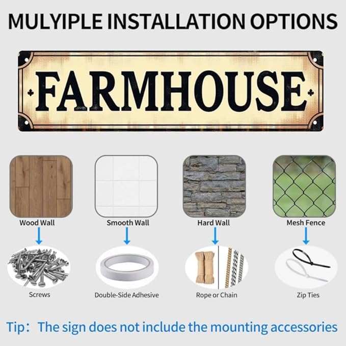 Decorative Tin Sign 16 * 4 Inches –Farmhouse For Farm, Backyard, Patio | Farmhouse Sign, Vintage Decor for Home, Outdoor Sign