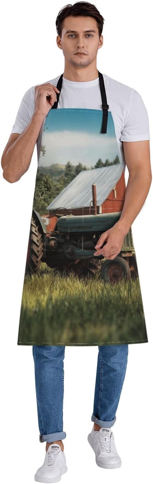 Waterproof Aprons for Women Men Adjustable Bib Company Farm Tractor Apron Chef Cooking Aprons for Kitchen