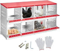Heavy Duty Metal Chicken Nesting Box – 8 Compartments, Rollaway Egg Tray, Swing Perch, Easy Collection, Cleaning, Wall Mount, for Hens & Ducks, Without Cover-Red, 128×48×71cm