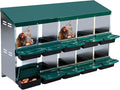 Chicken Nesting Boxes, 10 Holes Metal Chicken Egg Laying Box with Swing Perch and Rollout Egg Collection,for Various Chicken Breeds Without Stand - Green 0.6mm