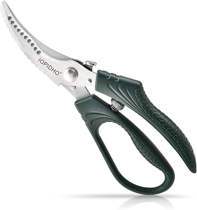Heavy Duty Poultry Shears, Kitchen Shears with Non-Slip Handle & Safety Lock, All Purpose Kitchen Scissors for Chicken, Meat Cutting, Turkey, Fish, Vegetables, Spring Loaded, Dishwasher Safe
