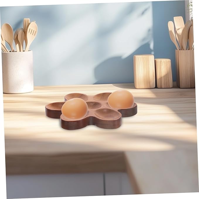 Rustic Wooden Egg Tray Kitchen Counter Decor Egg Storage Basket Holder Organizer Holder