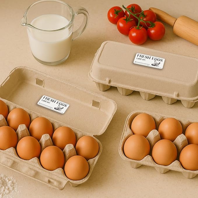 160 Pcs Farm Fresh Eggs Carton Labels, Rectangle Please Return Egg Carton Labels Waterproof PET Adhesive Egg Packaging Sticker for Box Container Farm Supplies