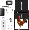Large Size Automatic Chicken Coop Door Solar Powered Chicken Door with Independent LCD Display and Remote Control, Anti-Pinch & Aluminum Alloy Weather Proof Electric Coop Accessories with 4 Modes