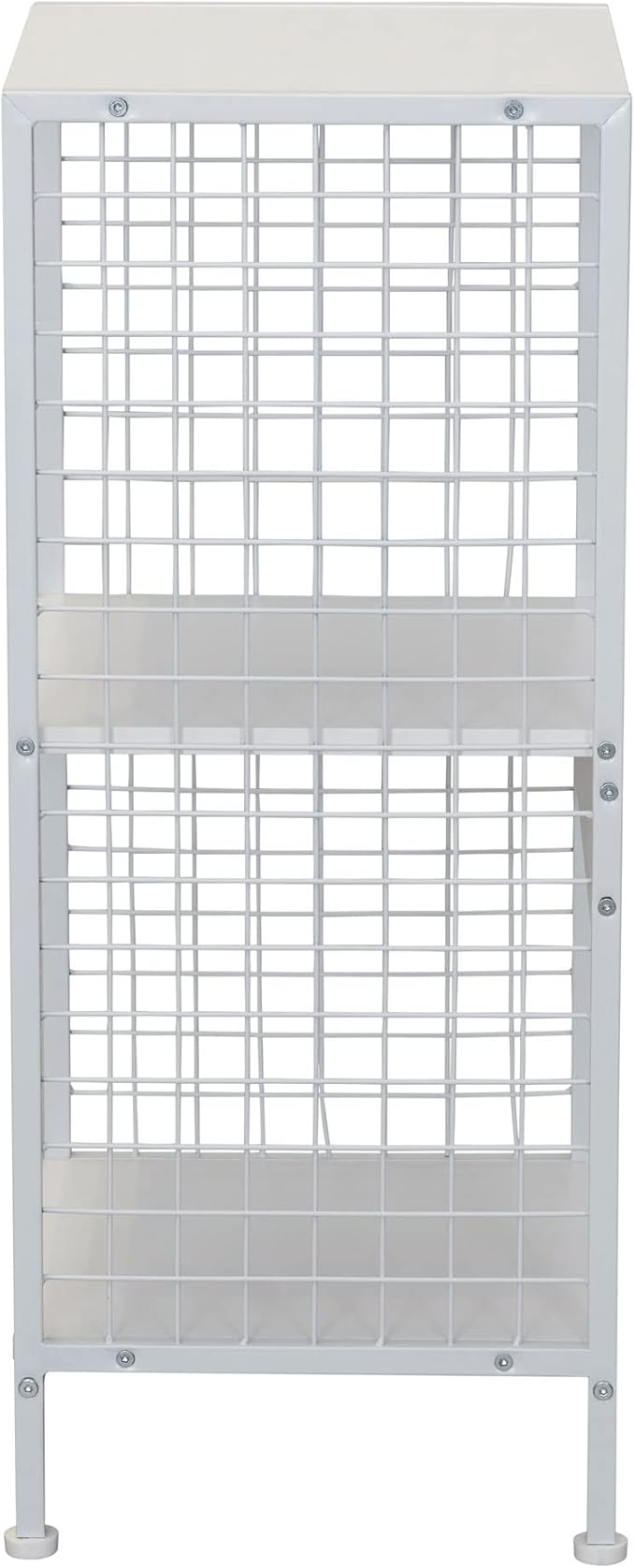 Household Essentials Trellis Open Storage Bookshelf with 2 Cube Compartments Scandinavian White and White Metal