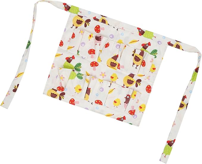 Eggs Collecting Protective Apron, Egg Gathering Apron with Multiple Pockets, Durable Cotton Twill Apron for Chicken Duck Goose Quail Eggs, Farm and Kitchen Use (Medium: Approx. 17.6x16.2x10cm /