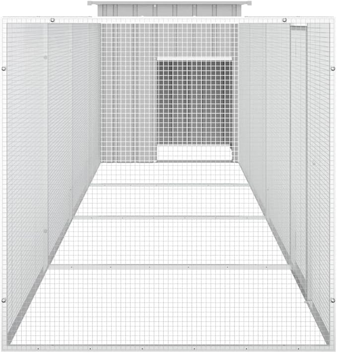 Large Metal Chicken Cage Outdoor Poultry Enclosure, Heavy Duty Galvanized Steel Walk-in Coop for Backyard Chickens, Ducks and Small Animals, 196.9 inch Long
