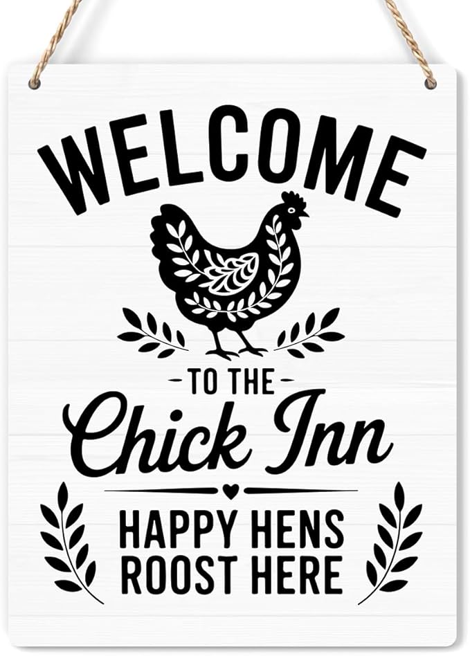 Chicken Gifts Sign Funny Chicken Coop Accessories Chicken Signs Rooster Decor for Home Farm Chicken-Coop Kitchen Yard Welcome to the Chick Inn Country Decor 8x10 Inch