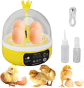 Tissting 4 Eggs Mini Incubator with Transparent Lid,7W Automatic Temperature Humidity Control,Household Small Poultry Hatching Machine,for Chickens Ducks Pigeons (Manual Turning)