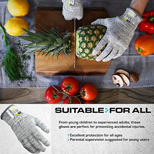 Glove Station Ultra Durable Series Cut Resistant Gloves - Cutting Gloves for Chefs, BBQ and Cooking - Level 5 Protection, Food Grade Safe Cut - Grey, Small Size [2-Pack]