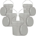 EconoHome 5-Gallon Grey Bucket Pail Container with Lid | Metal Handles with Plastic Grip for Easy Carrying | Easy Stack and Store | Heavy-Duty Extra Durable | Food Grade | BPA Free - 5 Pack