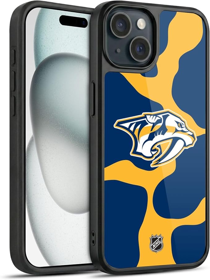 Head Case Designs Officially Licensed NHL Cow Pattern Nashville Predators Gel Armor Case [Military Grade Drop Protection] Compatible with Apple iPhone 15