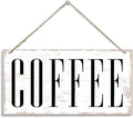 Coffee Wooden Hanging Sign, Wood Grain Retro Decoration, Vintage Kitchen Decor, Coffee Bar Sign Wall Decor, Cafe Decoration with Rope Hanging 12 x 6 Inches
