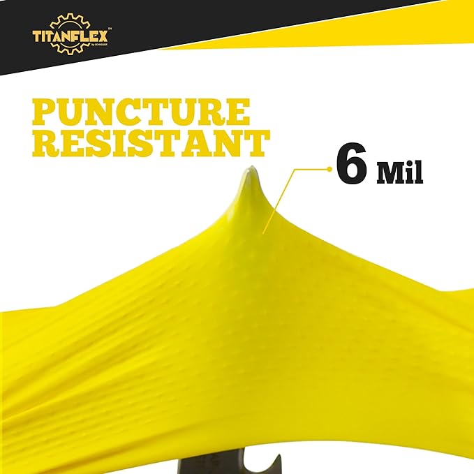 TitanFlex Heavy Duty Industrial Nitrile Gloves with Raised Diamond Texture, 6-mil, Latex Free (Dark Green/Yellow)