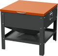 Automatic Metal Chicken Feeder,80lb Large Capacity Portable Gravity Chicken Feeder Box with Weatherproof Lid, No Waste Poultry Feeder for Ducks, Geese(Orange Lid)