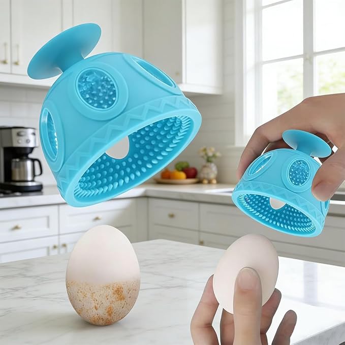 Layver Egg Brush Cleaner, Egg Cleaner Scrubber for Fresh Eggs, Silicone Egg Washer, Multipurpose Washing Egg Tool for Fruits and Vegetables (Blue)