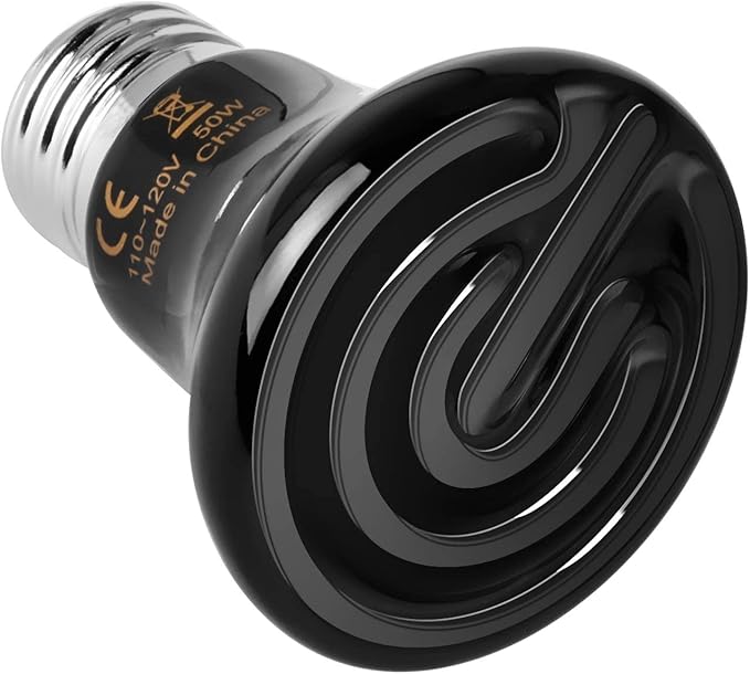 Simple Deluxe 25W/40W/50W/150W/250W Ceramic Heat Emitter Reptile Heat Lamp Bulb No Light Emitting Brooder Coop Heater for Amphibian Pet & Incubating Chicken, 50W(Mini), Black/1-Pack