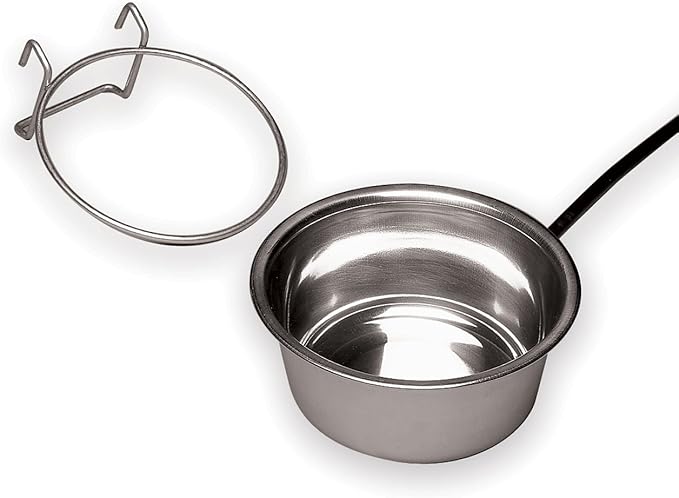 API® Heated Dog Bowl | No-Freeze Outdoor Stainless Steel Metal Thermal Heated Pet Bowl for Cats, Dogs, and Farm Animals | Made in USA (Stainless Steel, 1 Quart)