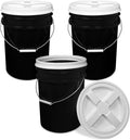 ePackageSupply 5 Gallon Black Bucket with Gamma Seal Screw on Airtight Lid | Made in USA | Food Grade | Heavy-Duty HPDE Plastic | Durable 90 Mil All Purpose Pail | Easy Stack and Store | BPA Free