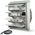 JVO 18 Inch Shutter Exhaust Fan - 2600 CFM High Velocity Wall Mounted Ventilator, 1.8m Power Cord, Auto Shutters - for Garage, Attic, Greenhouse, Shed, Shop, Workshop & Industrial Ventilation