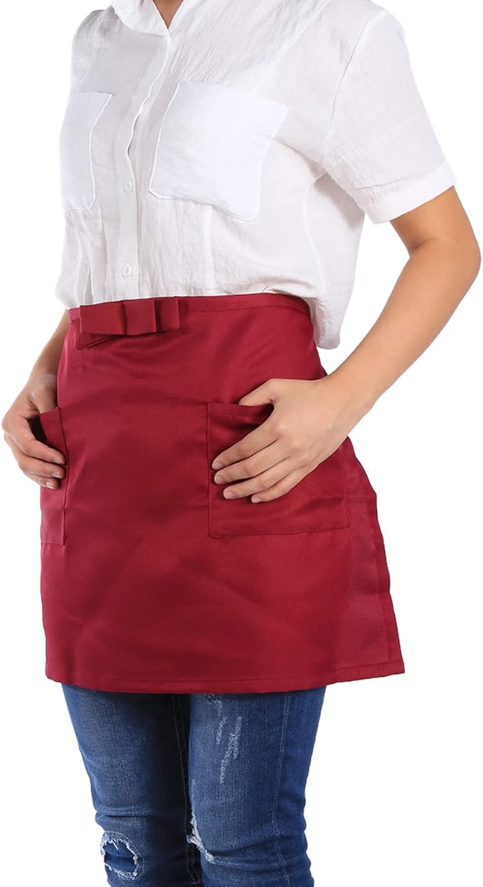 Ymiko Apron, Half Length Aprons With Pockets for Kitchen or Serving