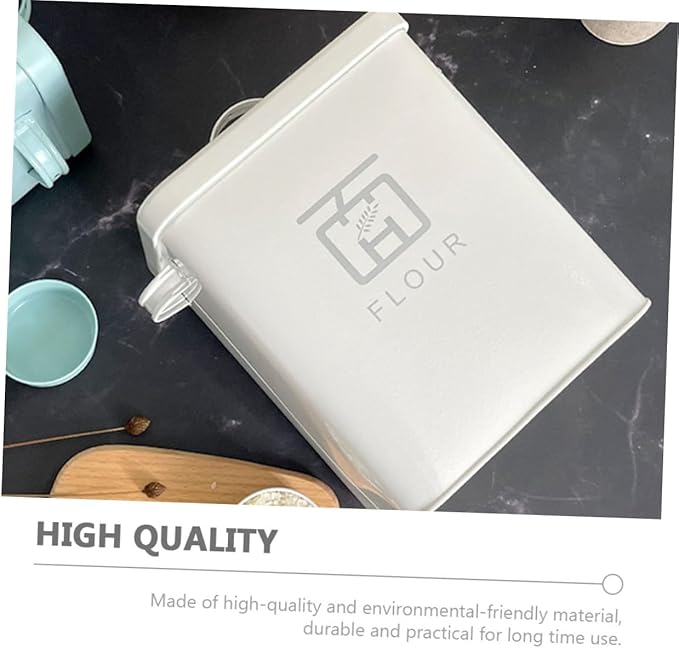 Household Rice Bucket Airtight Multi-function Flour Storage Container Iron Grain Bin for Kitchen Pantry Sealed Food Storage Box for Rice Soybeans and Cereals with Comfortable Grip