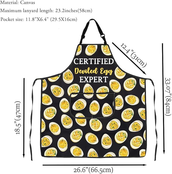 VAMSII Deviled Eggs Lover Gift Certified Deviled Egg Expert Apron With Pockets Egg Enthusiast Kitchen Gift