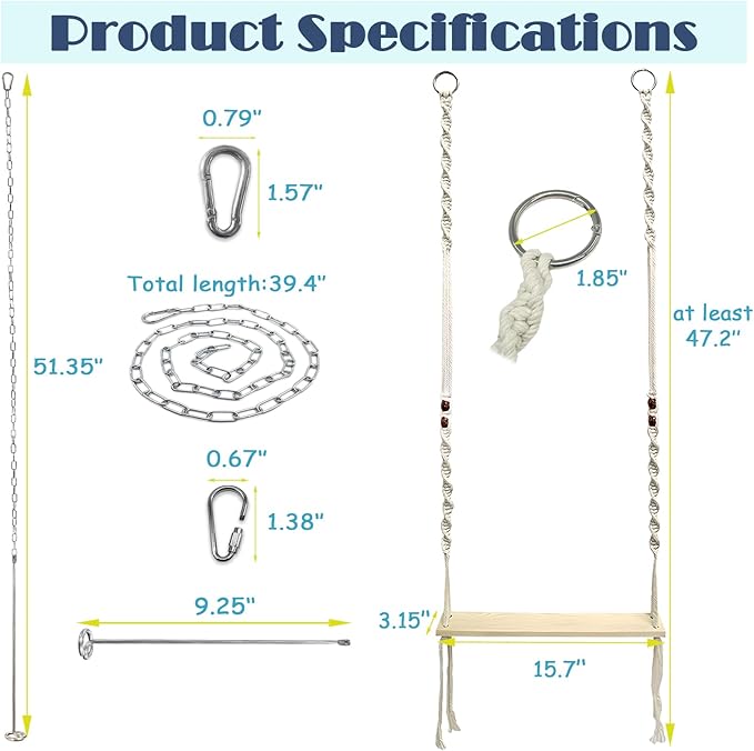 Chicken Swing Toy and Hanging Feeder with Chain and Hook for Large Chicken Coop, Accessories and Decor for Hens and Roosters, Ideal Gifts for Chicken Lovers and Oweners