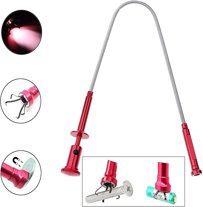 Flexible Grabber Claw Type Garbage Picker with LED Light arm Extension. Claw Grabber Magnetic Picking Tool,for Men, DIY Handyman, Father/Dad, Husband, Boyfriend, Women