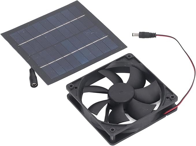 Zunate Solar Powered Fan, 20W IP65 Solar Panel Fan Kit, Window Exhaust for Outside Small Chicken Coops Greenhouses