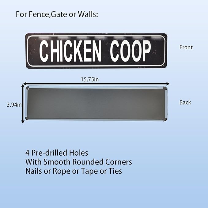 Chicken Coop Retro Metal Tin Sign - Duck Waterfowl Chicken Coop Decor, Rustic Street Sign, Door Name Plate Plaque for Farmhouse Pub, Bar, Home Wall Art 16x4 Inch (black)