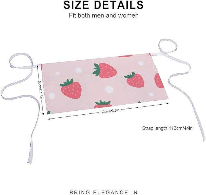 Unisex Apron for Cooking Server Waitress Half Waist Apron with 3 Pockets