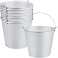 OBTANIM 7 Pack White Metal Buckets with Handle Galvanized Ice Pails for Plants, Succulents, Party Favors Organizing, Rustic Home Decor or Classrooms Pencil Storage (6 x 4.4 inch)