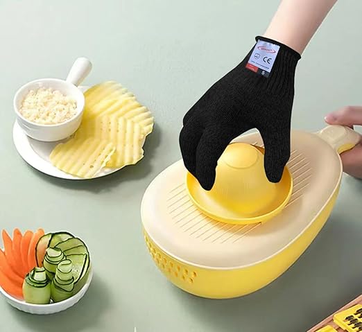 Cutting Gloves, 1 Pairs of Cut Resistant Gloves Food Grade, Cut Resistant Gloves for Kitchen, Oyster Shucking, Fish Fillet Processing, Carving Wood and Gardening(Small-Black)