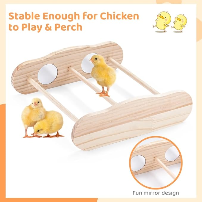 Wood Chicken Roosting Bars, Chick Stand Training Perches, 2 Pcs Wooden Chick Perches for Entertainment, Chick Jungle Gym Perch Toys for Coop & Brooder