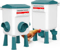 Chicken Feeder and Waterer Set, Chicken Coop Accessories with Hanging Chickens Poultry Feeder and Chicken Waterer Kit No Waste, 3 Gallon/26 Pounds, Blue