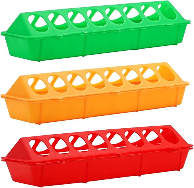 6 Pieces Plastic Flip Top Bird Small Poultry Feeder Quail Chick Feeder Waterer Poultry Feeding Tray Trough Dish Dispenser No Mess No Waste for Brooder Chickens Ducks Quails Pigeon Birds