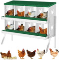 Chicken Nesting Box,8 Holes Galvanized Steel Metal Chicken Laying Box with Automatic Roll-Away Egg Collection System & Removable Tray,Wall Mount Nesting Boxes