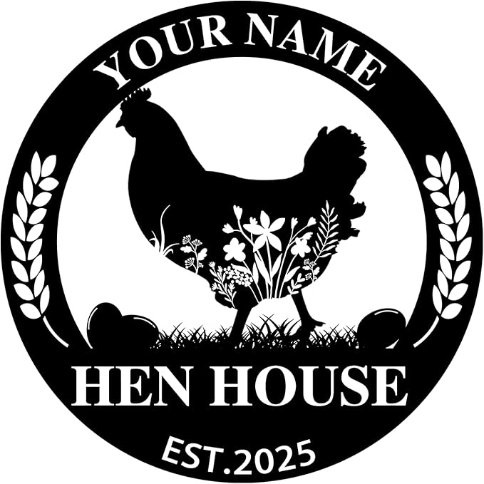 Custom Chicken Coop Metal Sign, Personalized Farmhouse Wall Decor, Vintage Fluffy Butt Hut Decor, Custom Name Sign for Farm, Gifts for Chicken Lovers