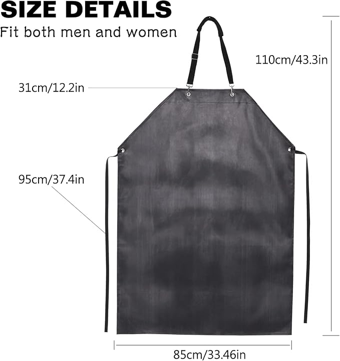 Homsolver Thick Waterproof Rubber Black Vinyl Apron for Men 39" Heavy Duty Long Chemical Resistant